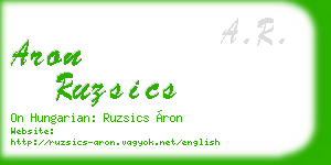 aron ruzsics business card